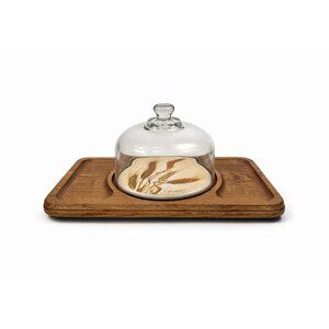 Serving Tray Vintage Goodwood Cheese Board Dome Harvest Wheat Teak Charcuterie